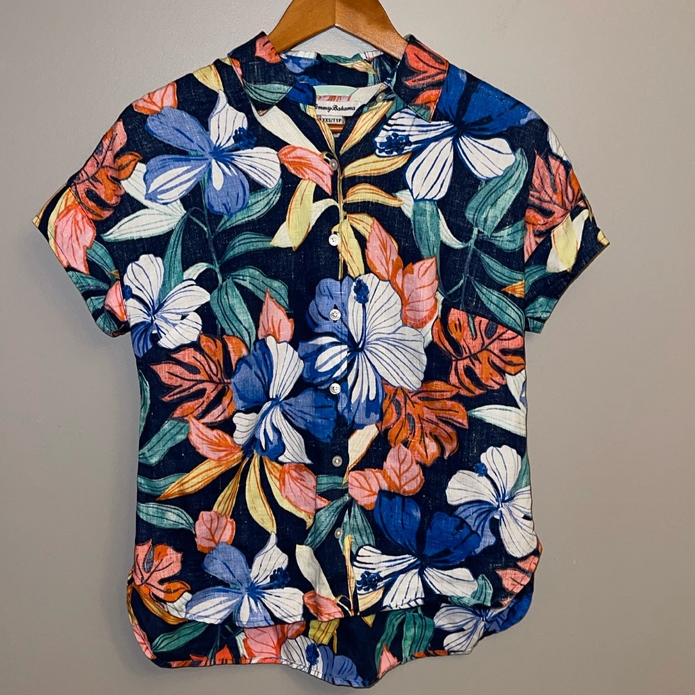 TOMMY BAHAMA | Floral Short Sleeve Hawaiian Shirt Women’s XXS